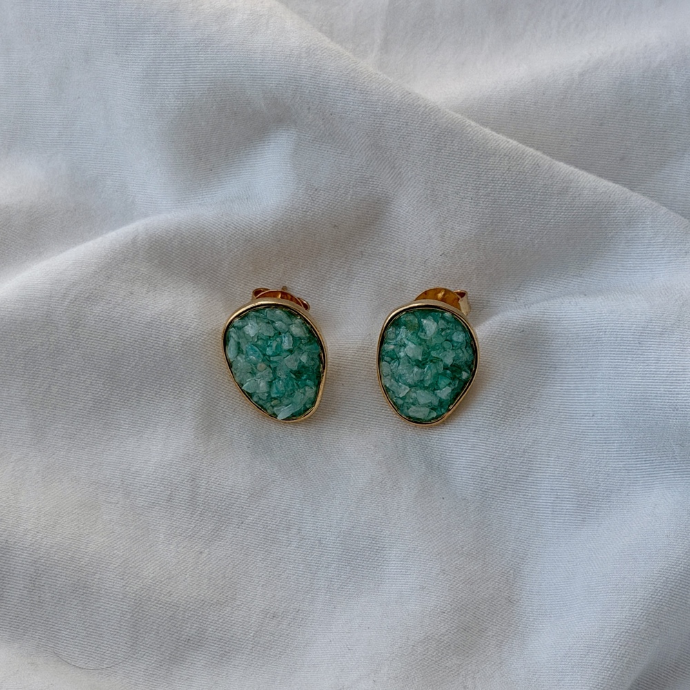 Circle of Fragments Earrings - 18k Gold Plated - Amazonite